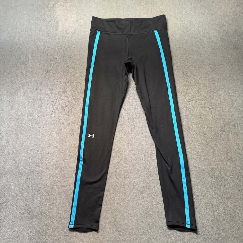Under Armour Womens Medium ColdGear Compression Leggings Black Blue NWT